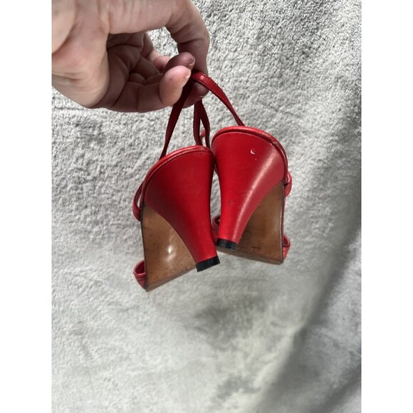 Vtg 70 80s Amalfi by Rangoni Women’s 7 N Neiman Marcus Leather Red Kitten Heels - Picture 6 of 9